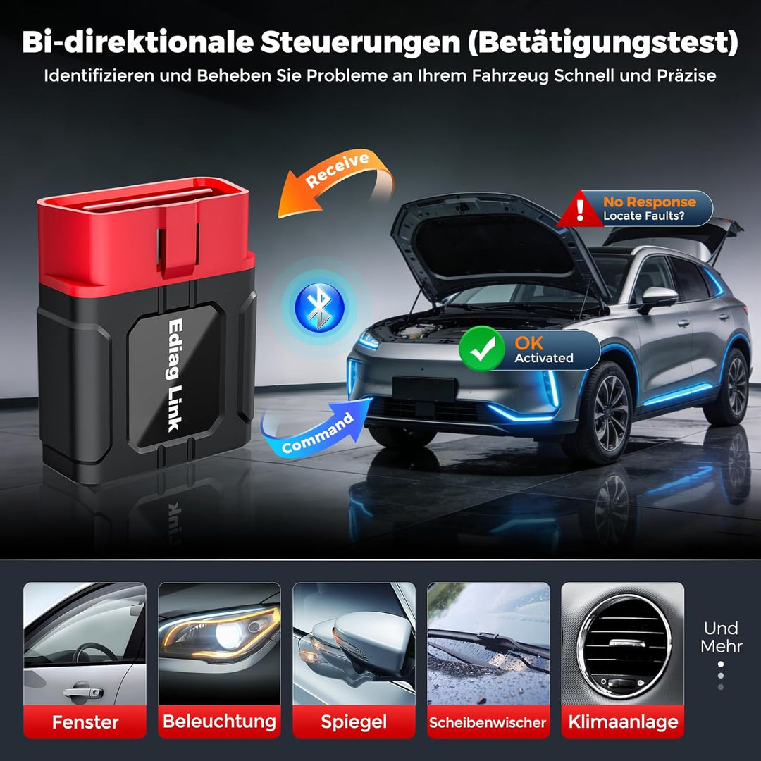 2026 KINGBOLEN Ediag Link OBD2 Diagnosegerät Bluetooth,Profi kfz Tester für Vollständige System,diag