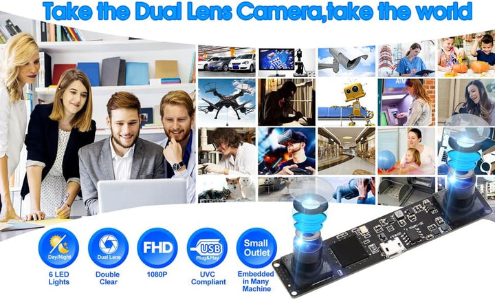 G Doppelobjektiv USB Kameramodul 960p 60fps 3D Stereo Synchronisiertes Webcam Board Modul,1,3MP Dual