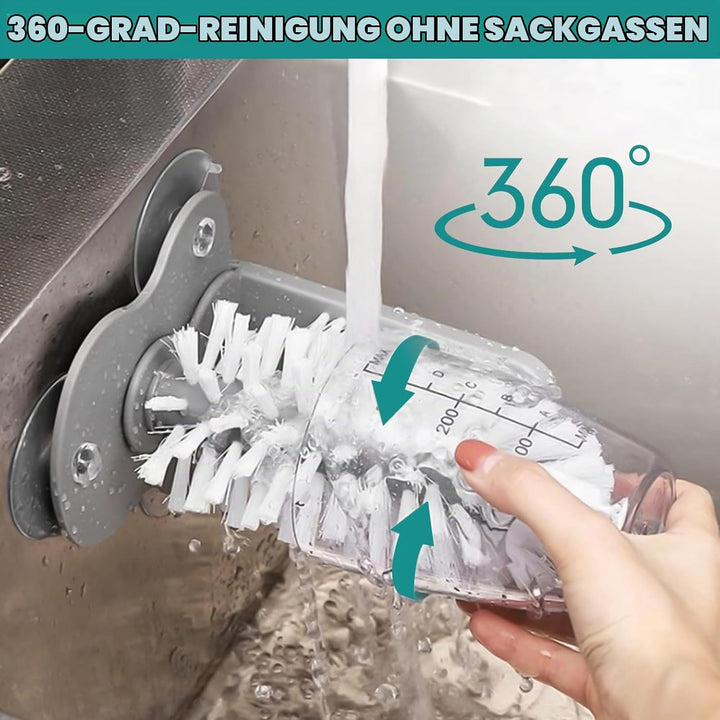 2 Stück Gläserspülbürste, Doppelseitiger Glasbürste Spülbecken, Gläserbürste mit Saugnapf, Geeignet