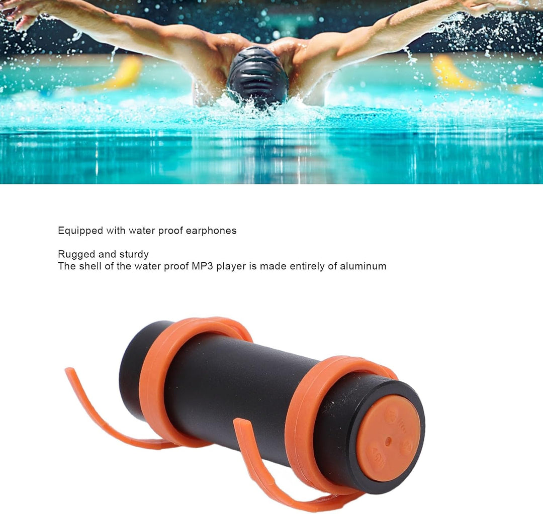 IPX8 wasserdichter MP3 Player 8GB Schwimm Musik Player mit HiFi Klang, Wasserdichten Kopfhörern, Alu