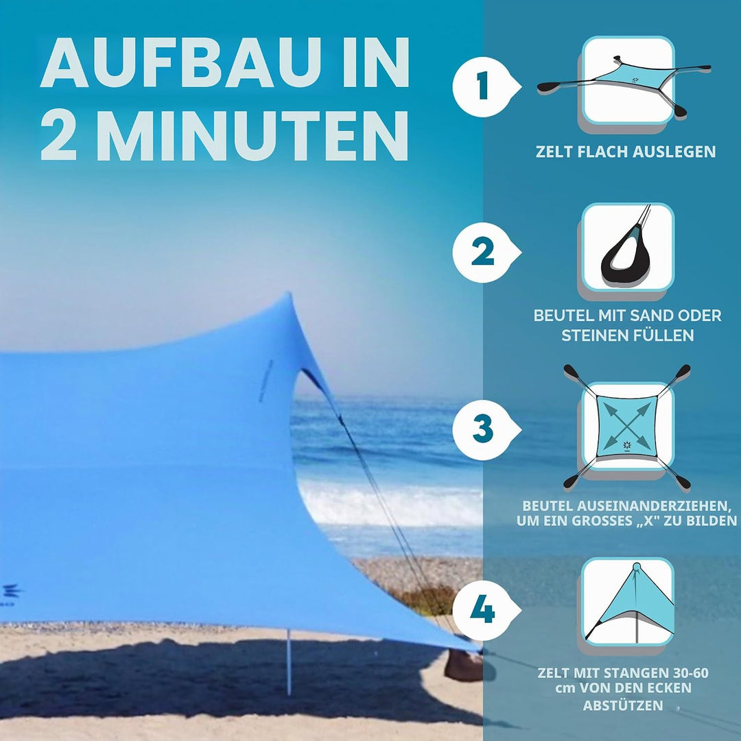 Neso Strandmuschel Gigante 2,5 m hoch 3,3 x 3,3 m | verstärkte Ecken und Kühlfach | Farbe: Immergrün