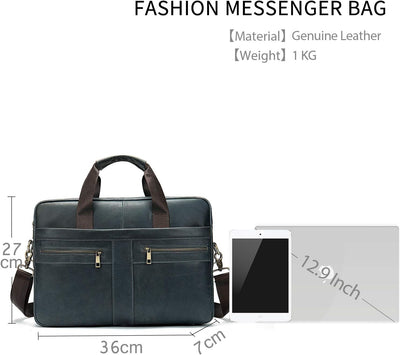 FANDARE Herren Laptop-Aktentaschen Leder Handtasche Business Umhängetasche Wasserdicht Crossbody Mes