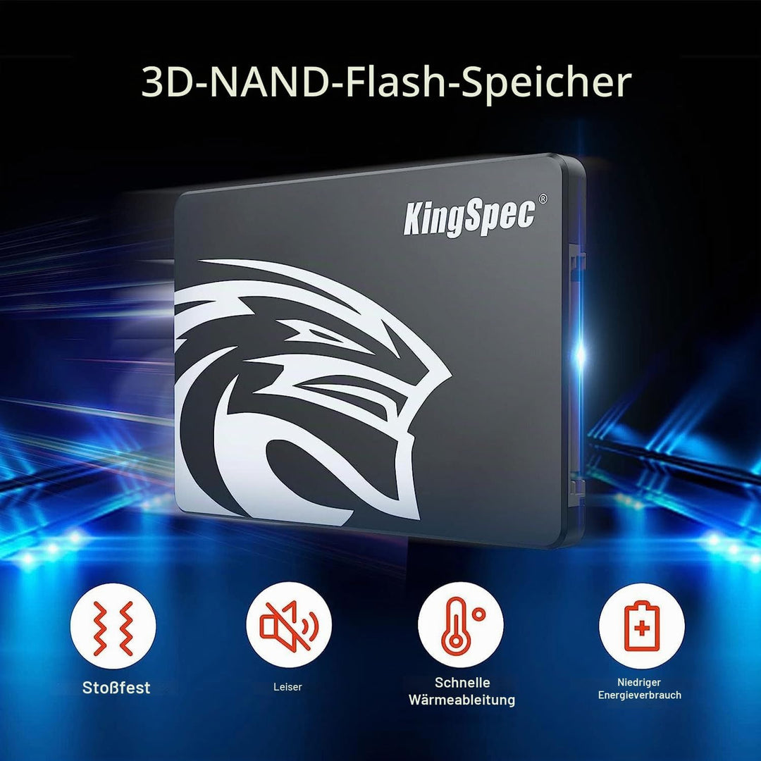 KingSpec 1TB 2.5" SATA SSD Festplatte Intern SATA 3 interne SSD 3D NAND Flash, kompatibel mit Deskto