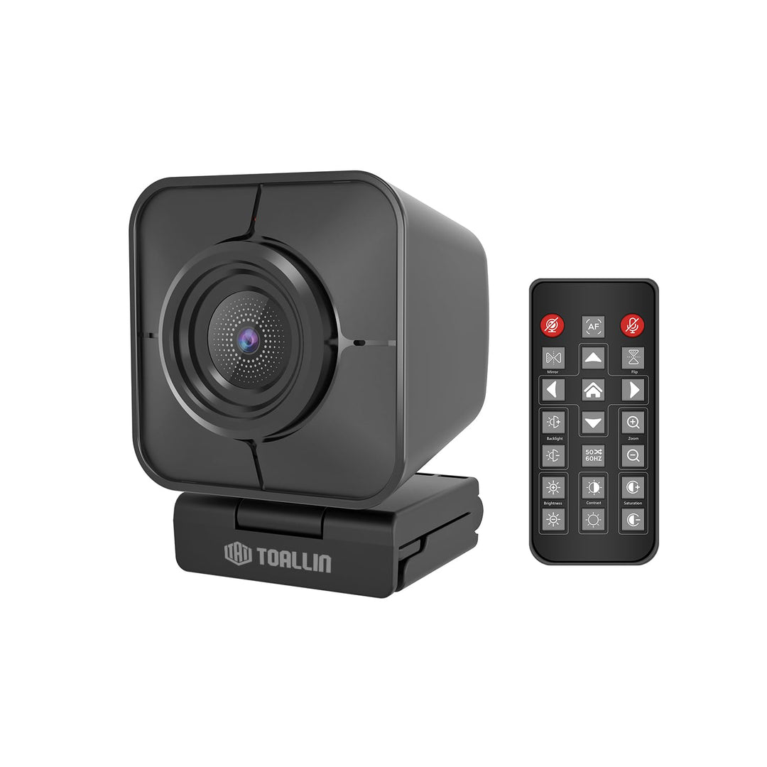 TOALLIN Ultra HD 4K Webcam mit Fernbedienung, Schneller PDAF-Autofokus, Zwei Mikrofone mit Rauschunt