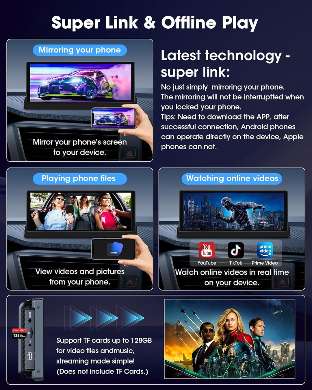 2026 Exklusivität Carplay Android Auto Display mit Stehende Halterung 10,26 Zoll Touchscreen Display