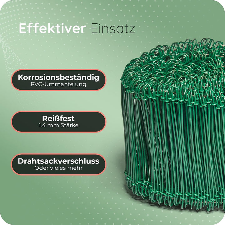 Novatool Drillapparat Driller + 1000 Stück Rödeldraht mit Ösen 1,4 x 180mm Bindedraht Grün ummantelt
