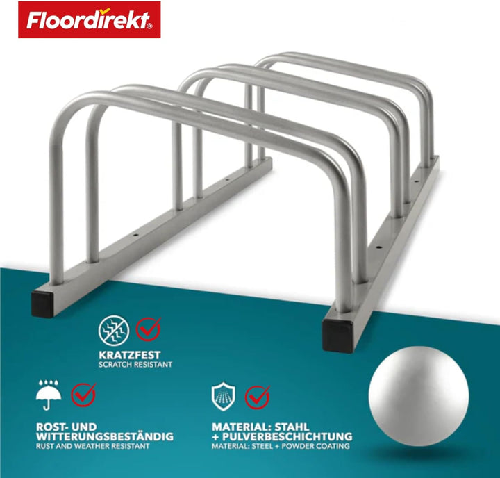 Floordirekt Fahrradständer für 2 Fahrräder mit Reifenbreiten bis 55 mm Eisen Fahrradhalter Aufstells