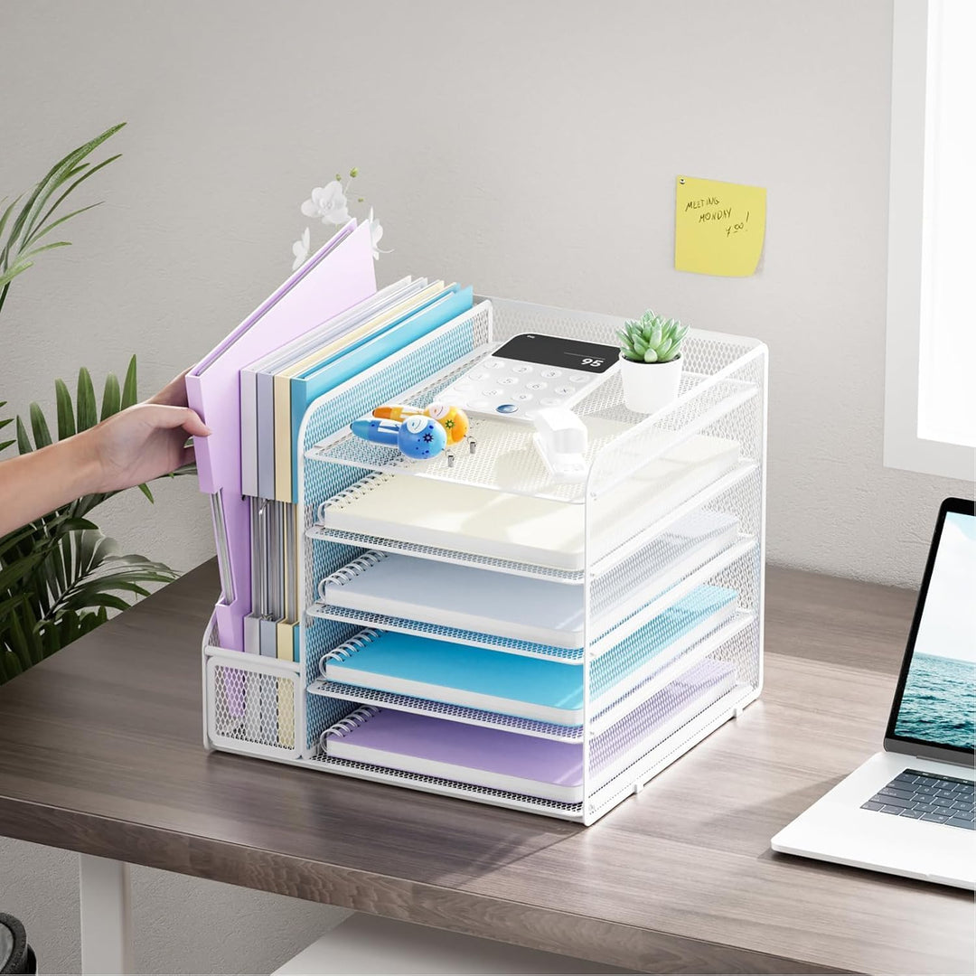 Marbrasse Schreibtisch Organizer und Büro Zubehör,5-Tier Briefablage,Mesh Büro Organizer für Schreib