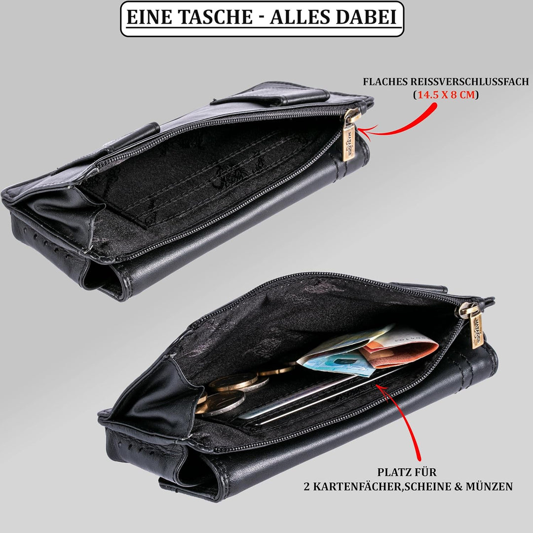MATADOR Echt Leder Universal Handy-Tasche Holster Gürteltasche Schnappverschluss Quer für Handys bis