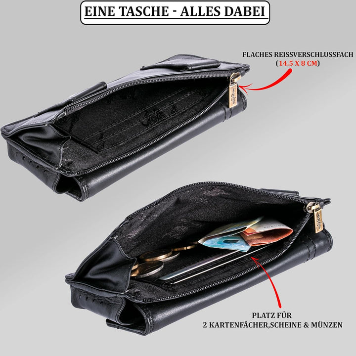 MATADOR Echt Leder Universal Handy-Tasche Holster Gürteltasche Schnappverschluss Quer für Handys bis