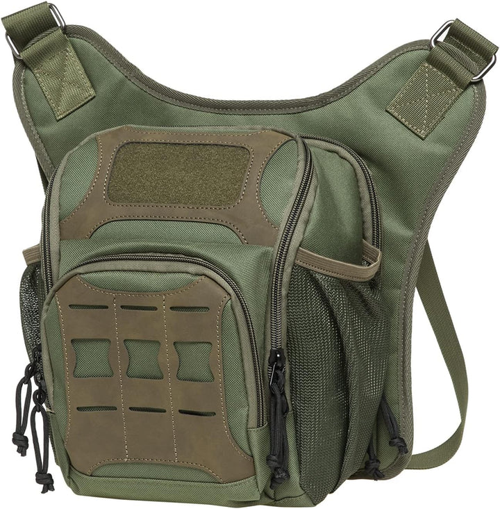 KAUKKO Canvas Taktisch Jahrgang Brusttasche Männer Frauen Tactical Schultertasche für Wandern Campin