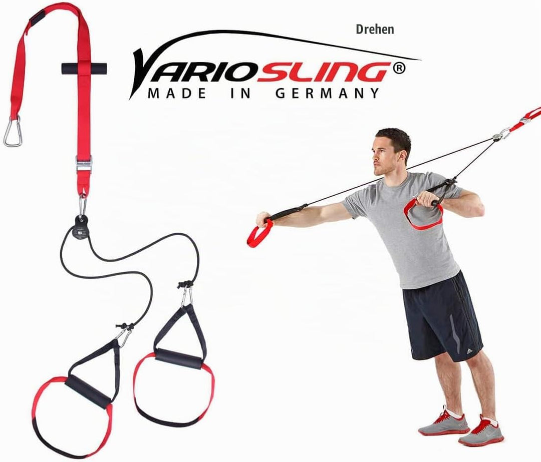 Variosling® Sling Trainer mit Umlenkrolle mit Griffschlaufen inkl. 2X Schlingentrainer DVD, Türanker