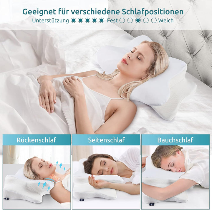 DONAMA Memory Foam Kissen ergonomisches Nackenkissen Kopfkissen Seitenschläferkissen für Seiten, Rüc