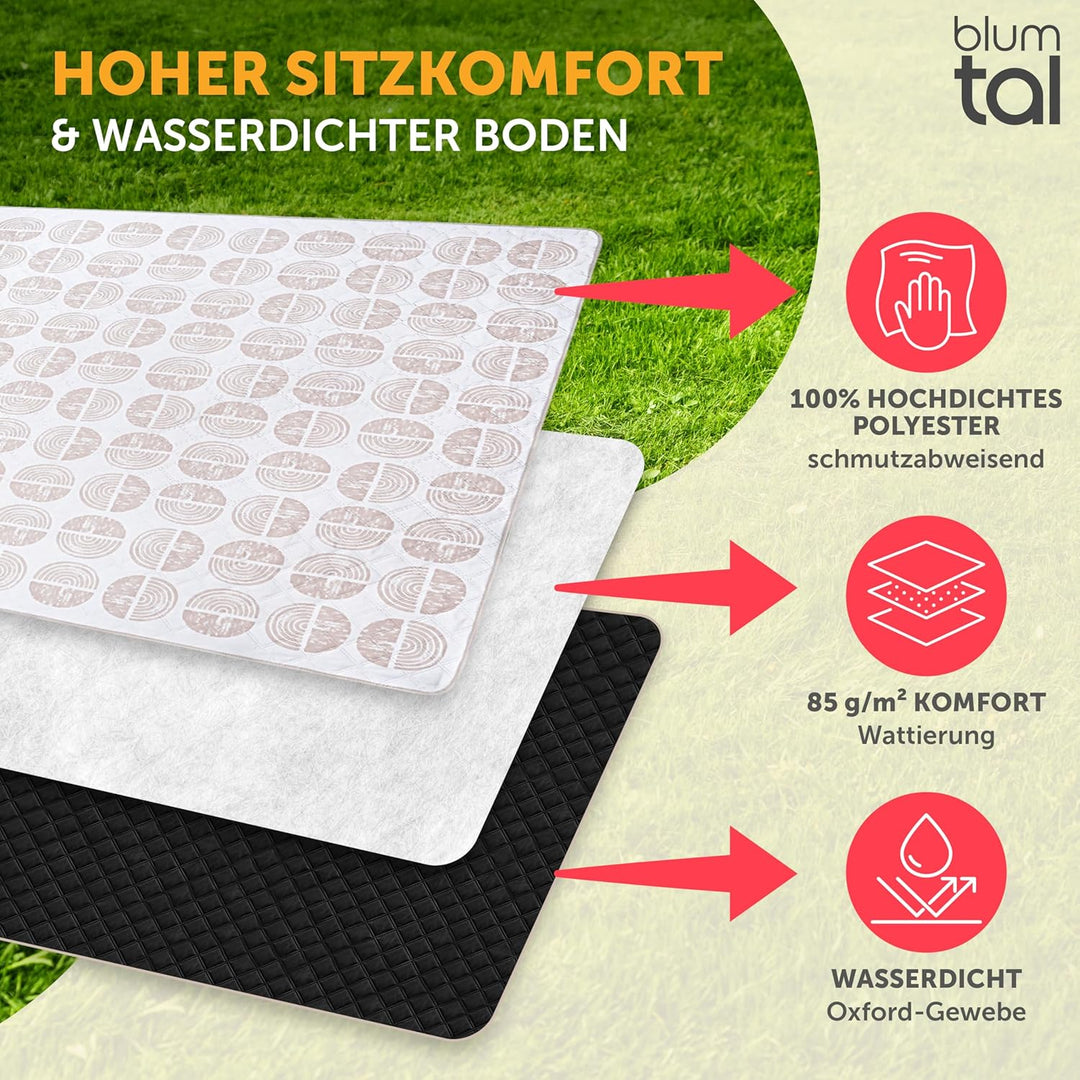 Blumtal Premium Picknickdecke wasserabweisend 200x200 cm Boho & Terrazzo Design - waschbare Strandde