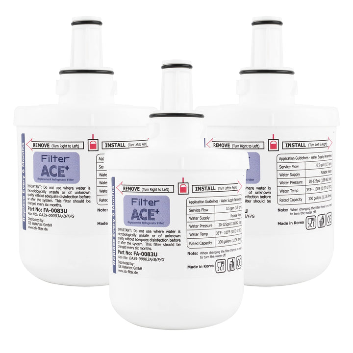 ACE+ FA-0083U | 3x Wasserfilter kompatibel mit Samsung DA29-00003G, HAFIN2/EXP, DA29-00003F, HAFIN1/