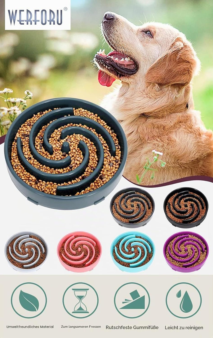 WERFORU Langsame Fütterung Hundenapf, Anti Schling Interaktiver Hundefutternapf, Tinte Blau, Blau