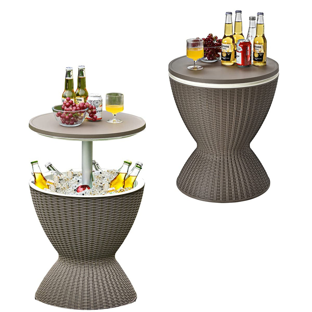 RELAX4LIFE 3 in 1 Beistelltisch mit abnehmbarem Deckel, Gartentisch Höhenverstellbar, 30 L Getränkek
