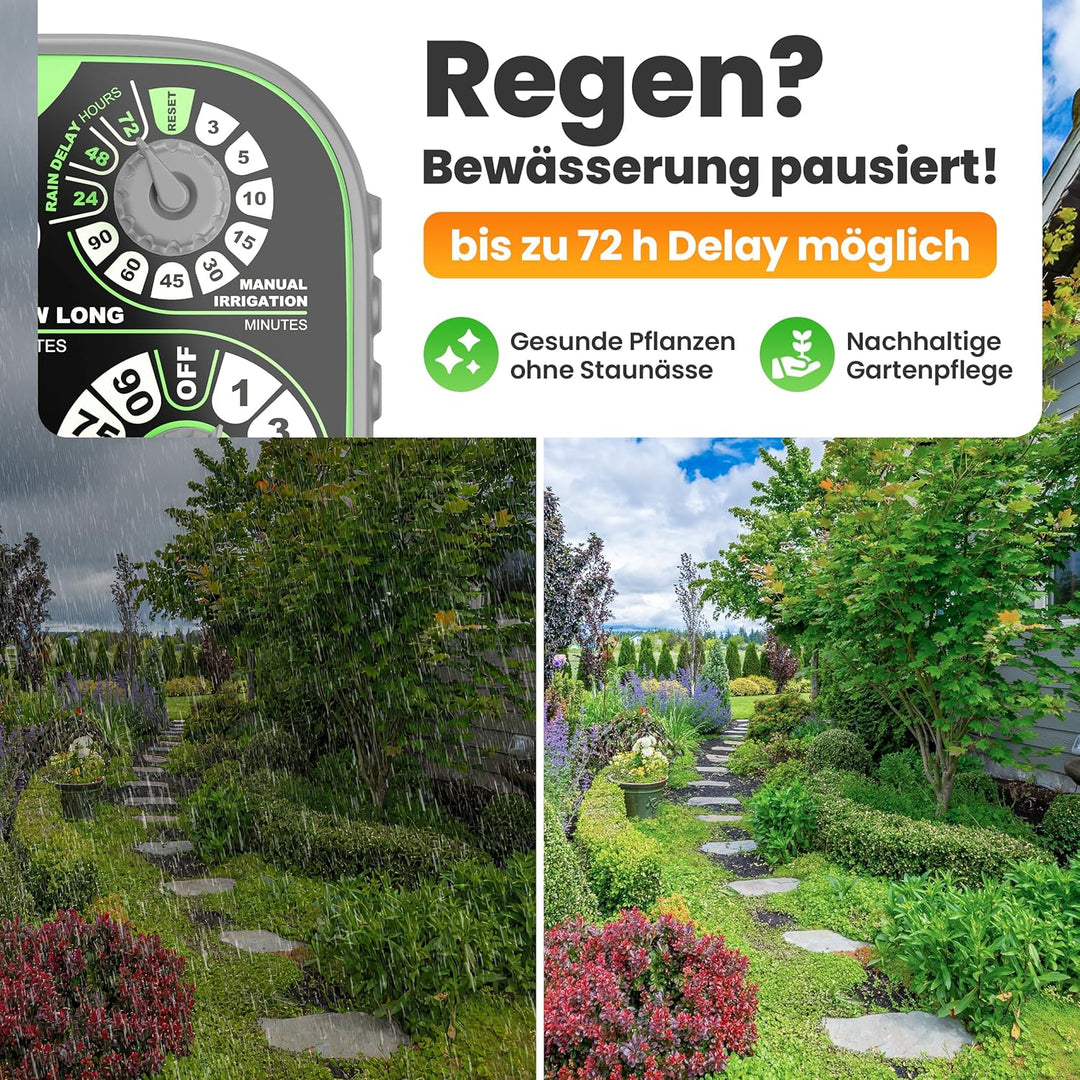 rainfactory Bewässerungscomputer - intuitive 3-Regler Wasserzeitschaltuhr für automatische & manuell