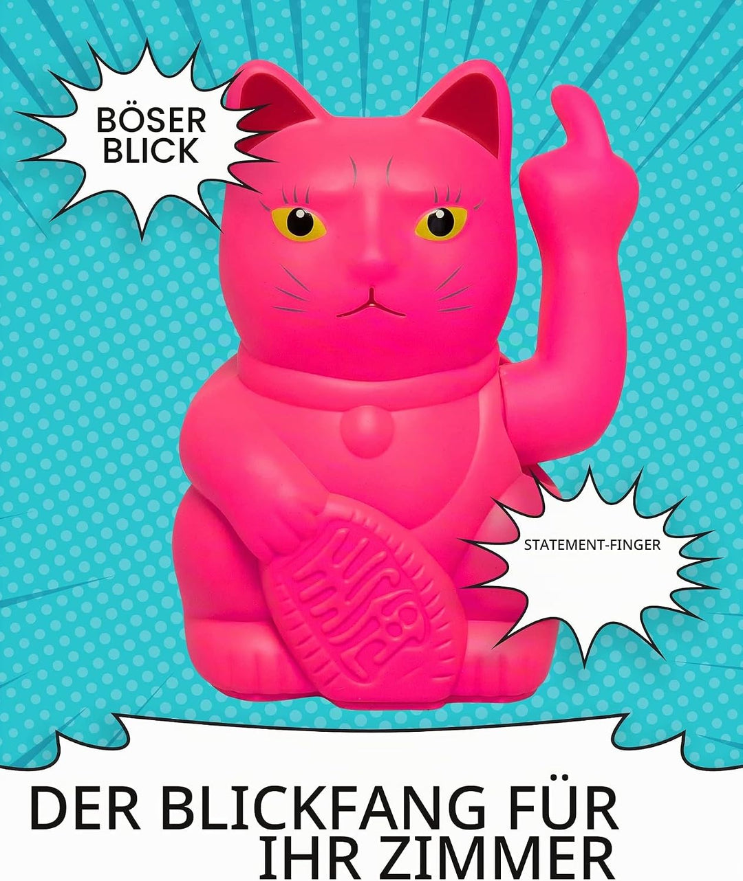ANGRY CAT - Winkekatze Lucky CAT - Lustige winkende Katze - japanische Winkkatze mit Stinkefinger -