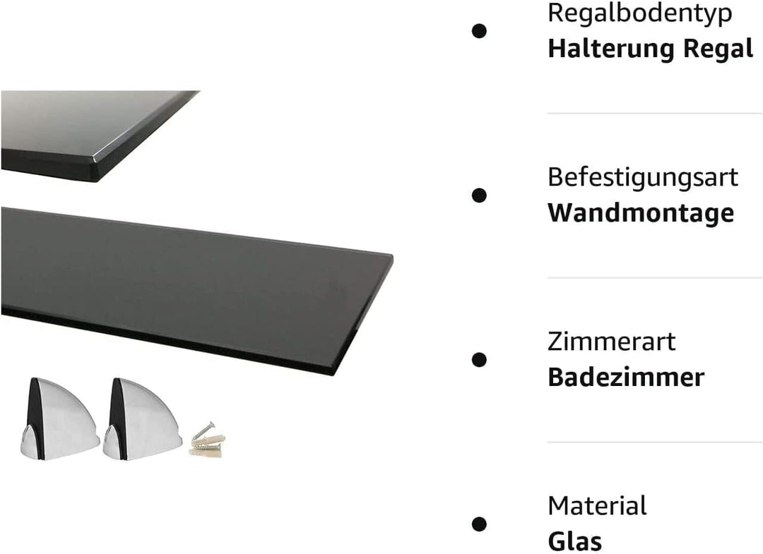 Euro Tische Wandregal aus Glas - 100 x 17,8 cm - Glasregal für Badezimmer - Duschregal mit 6mm ESG S