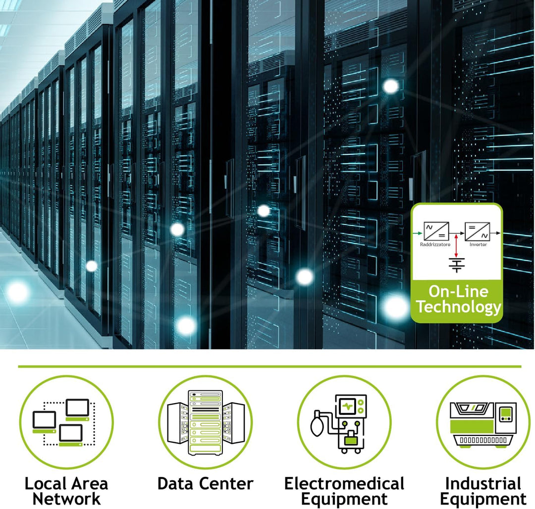 Tecnoware Power Systems - EVO DSP Plus 3600, Online-Technologie VFI für zuverlässige Stromversorgung