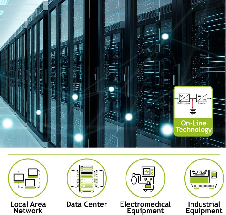 Tecnoware Power Systems - EVO DSP Plus 3600, Online-Technologie VFI für zuverlässige Stromversorgung