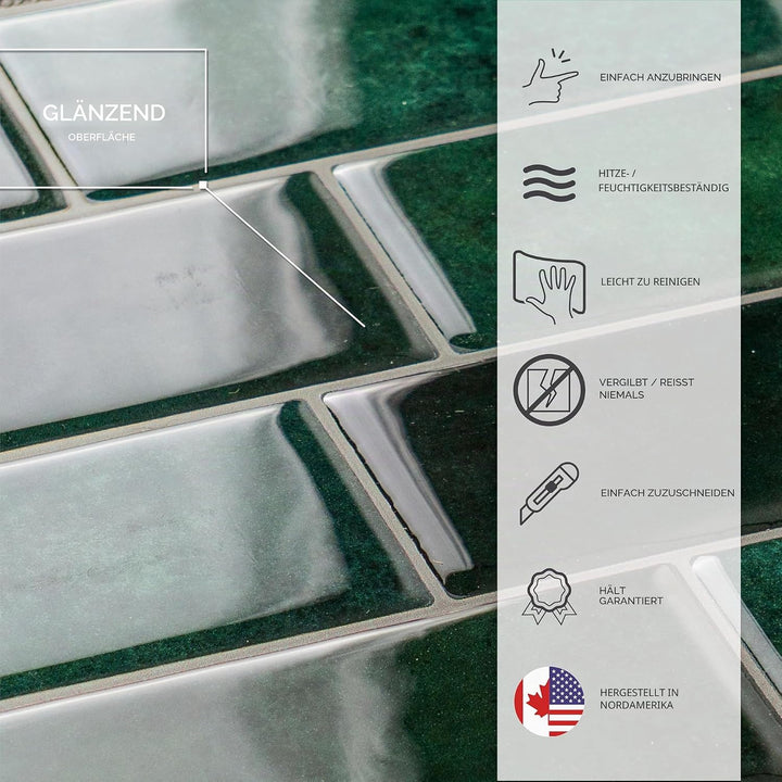 SMART TILES Fliesenspiegel zum Abziehen und Aufkleben – 5 Blatt à 29,4 x 21,3 cm – 3D-Klebefolie zum