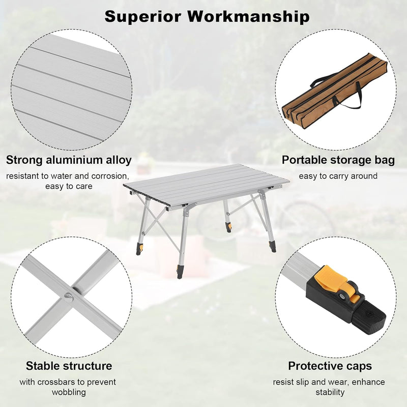 WOLTU Campingtisch Klapptisch aus Alu Gartentisch Balkontisch Reisetisch zusammenklappbar, mit Packt