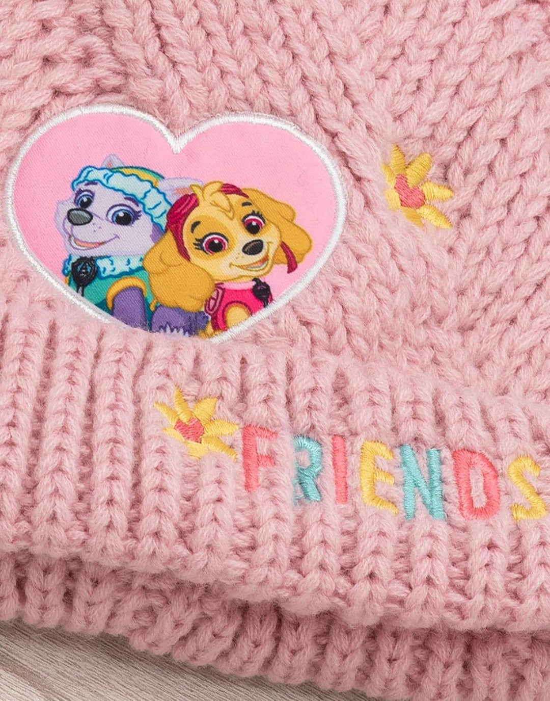 Paw Patrol Pfotenpatrouillenhut und Handschuhe Kinder Mädchen rosa gestrickt Winter Mütze