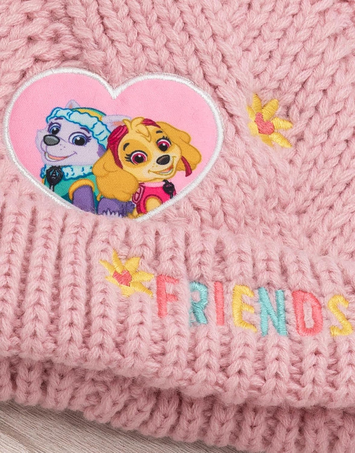Paw Patrol Pfotenpatrouillenhut und Handschuhe Kinder Mädchen rosa gestrickt Winter Mütze