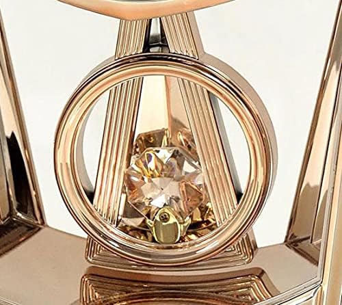 RHYTHM Tischuhr, Quarzwerk, beruhigendes Slow-Motion-Pendel, Gehäuse Kunststoff Champagner + goldfar