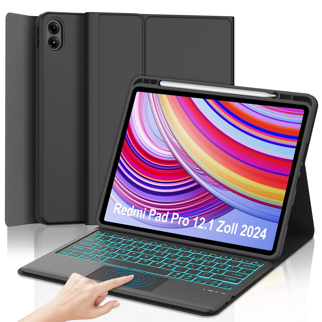 IVEOPPE Tastatur für Redmi Pad Pro 12.1, Hülle Tastatur für Redmi Pad Pro 2024 Con Touchpad, Bluetoo