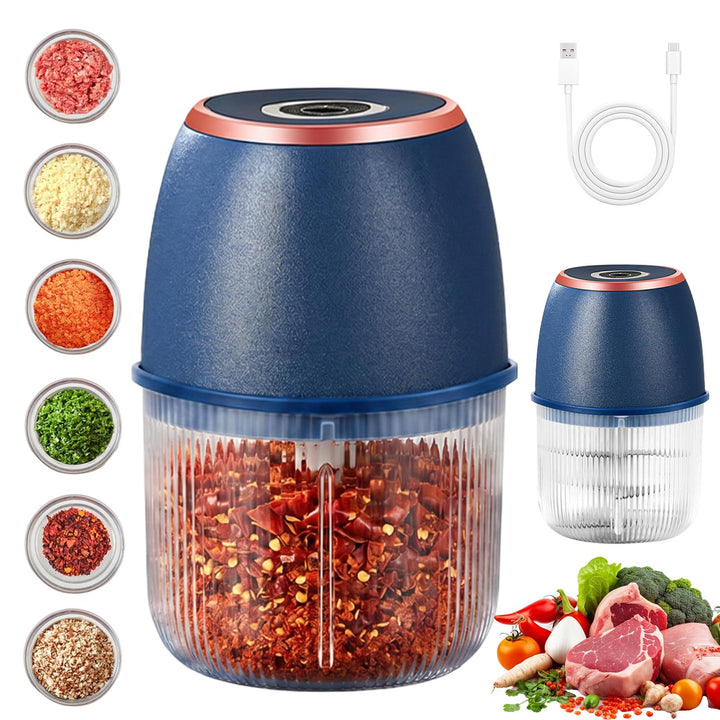 RANJIMA Mini Zwiebel Zerkleinerer, 350ml Elektrischer Küchenzerkleinerer mit 6 Edelstahlklingen, tra