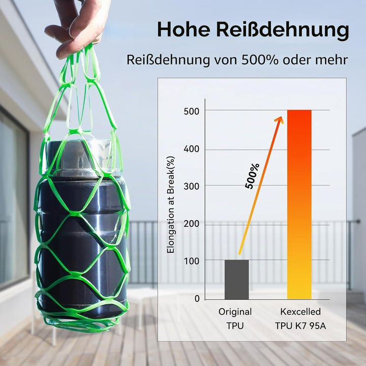 kexcelled TPU 95A Filament, Flexibel und Weich, Hervorragende Elastizität, 1,75mm 1kg Spule Rolle, 3