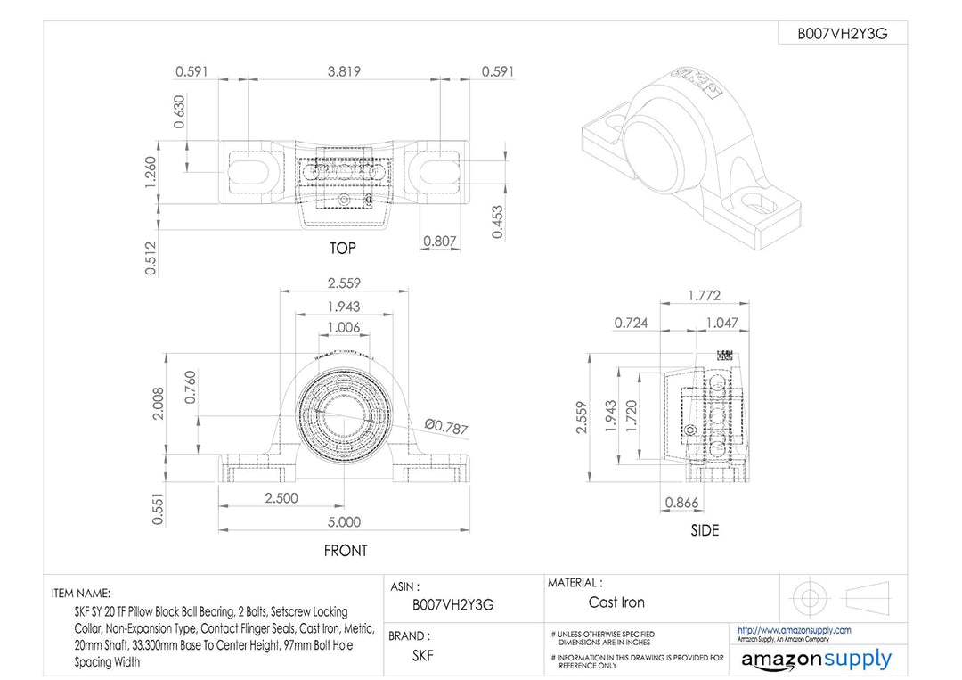 SKF Pillow Block Kugellager, 2 Schrauben, Wirbel Sicherung Halsband, non-expansion Typ, Kontakt Flin