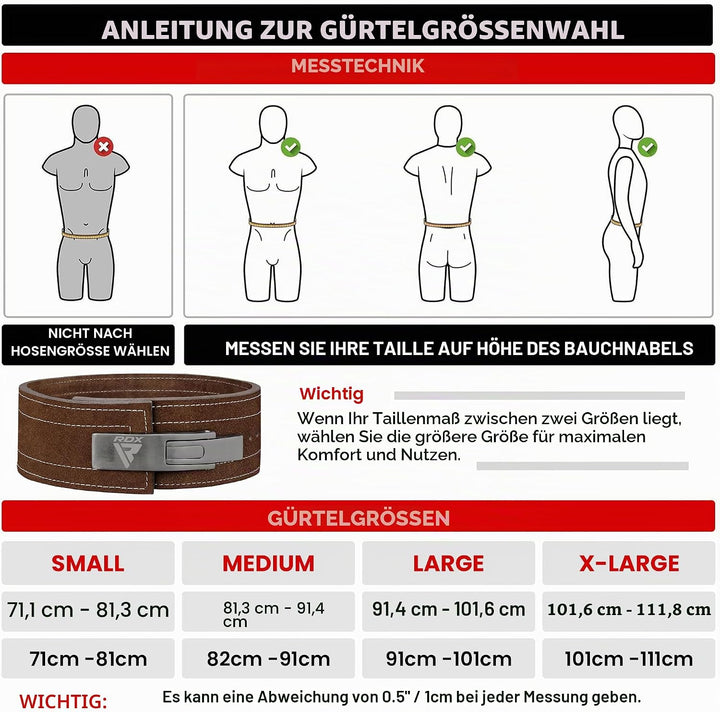 RDX 4” Gewichthebergürtel Hebelschnalle Leder, 10mm Genehmigt IPL USPA, Powerlifiting Trainingsgürte
