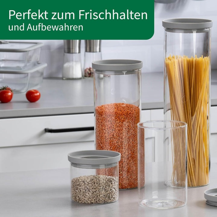 FACKELMANN Chefkoch trifft Vorratsbehälter mit Glasdeckel – 2 L, Borosilikatglas, luftdicht & stapel
