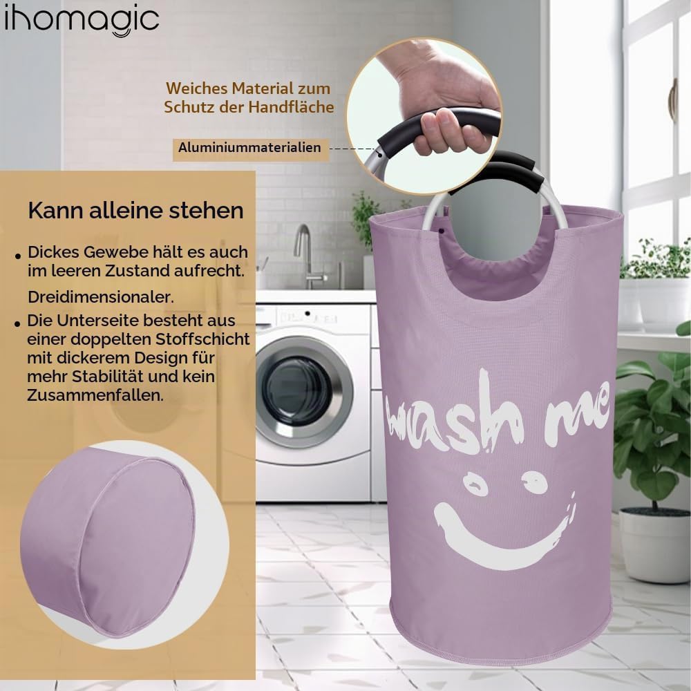 IHOMAGIC 115L Faltbare Wäschekörbe Wäschebehälter mit Aluminiumgriffen, Grosse Wäschesammler, Reise