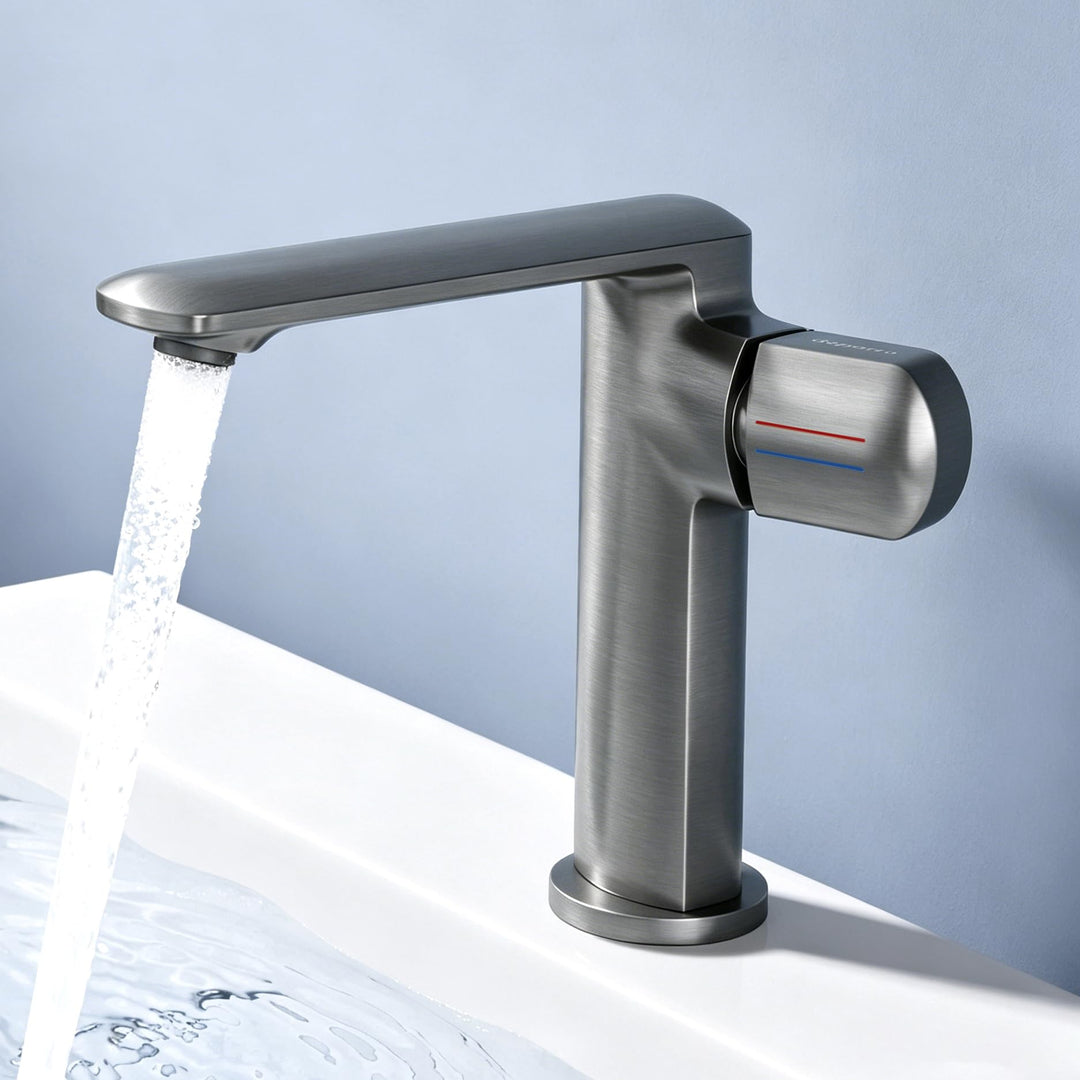 doporro Wasserhahn Bad, Waschtischarmatur mit Auslaufhöhe 156 mm, Vollmessing-Körper，Mischbatterie f