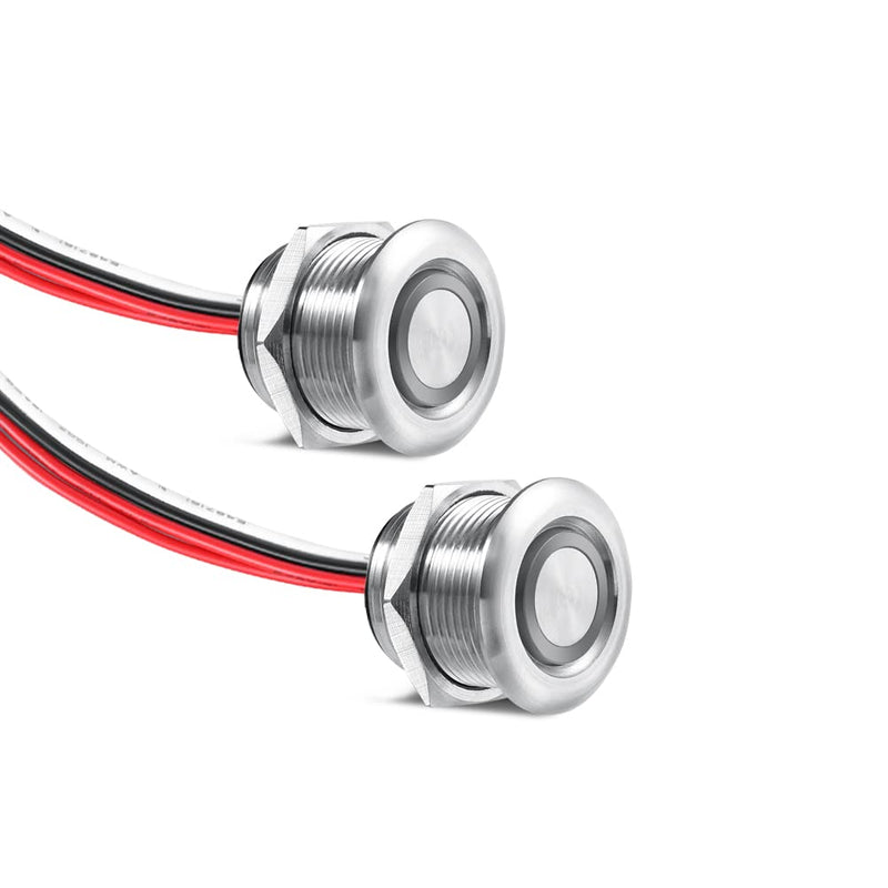 Obeaming DC 12V Dimmer PWM LED Dimmschalter 4 Drähte Druckschalter Edelstahl Hole 19mm für Wohnmobil