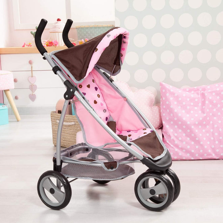 Bayer Design 39920AA Puppenwagen, Puppen Jogger Sport, mit Doppelrad vorne, braun, 37 x 52 x 69 cm