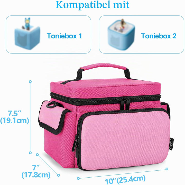 LoDrid Hülle kompatibel mit Toniebox, tragbare Tasche für Audioplayer Starter-Set mit Griff und Schu