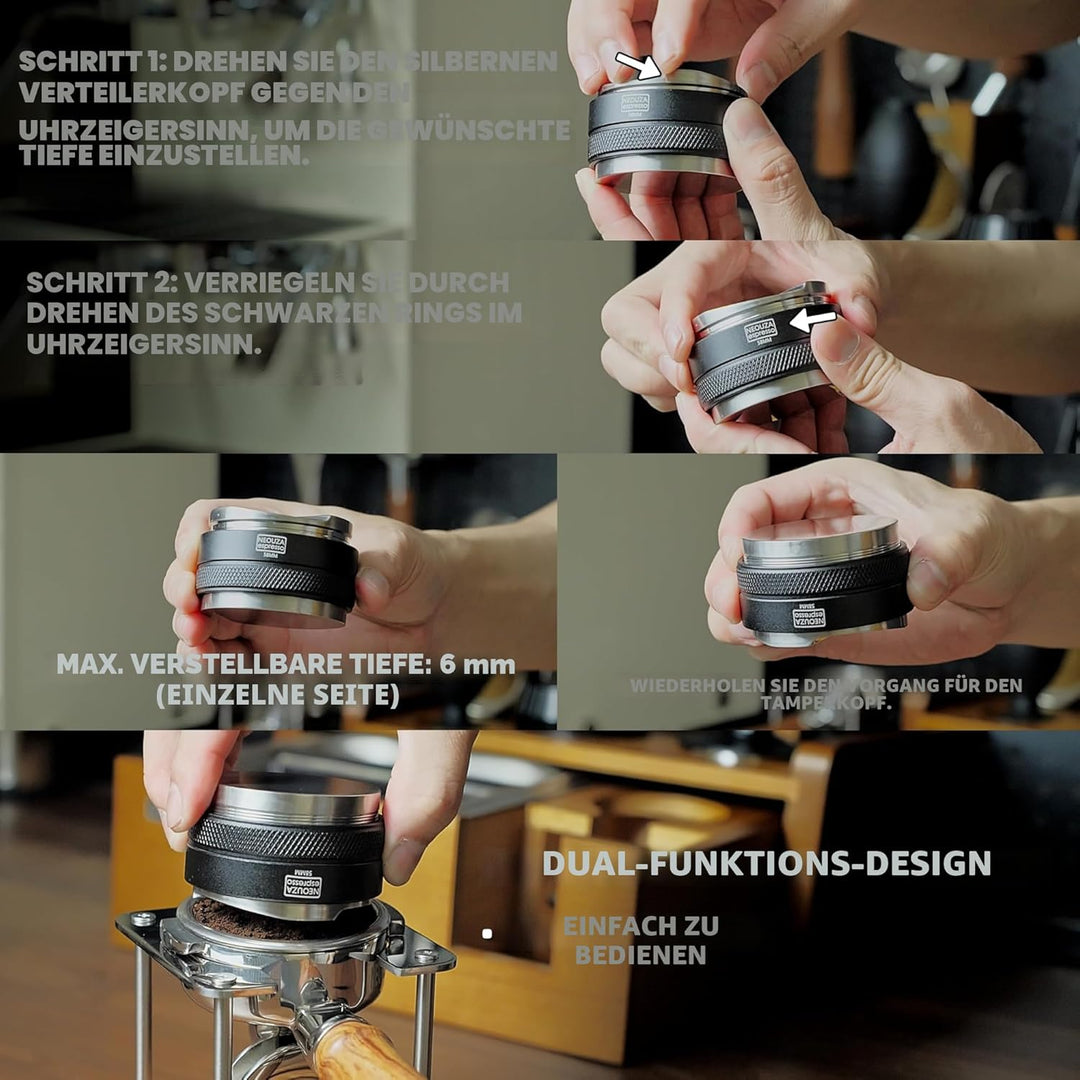 NEOUZA 51mm Coffee Distributor & Tamper 2 in 1 Double Head Coffee Leveller Fits 51mm Delonghi Brevil