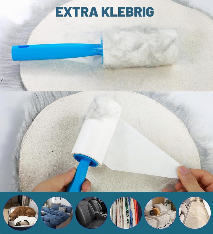 Extra Klebrig Fusselrolle für Tierhaare Kleidung 1000 Blatt,Fusselroller Tierhaarentferner Fusselbür