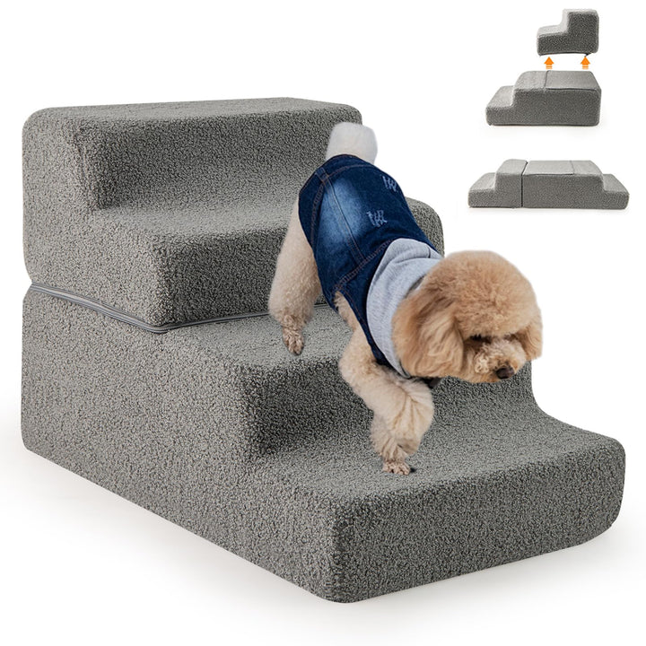 GYMAX Hundetreppe für kleine Hunde, Haustiertreppe 40 cm hoch für Bett &amp; Sofa, Hunderampe aus hochdi