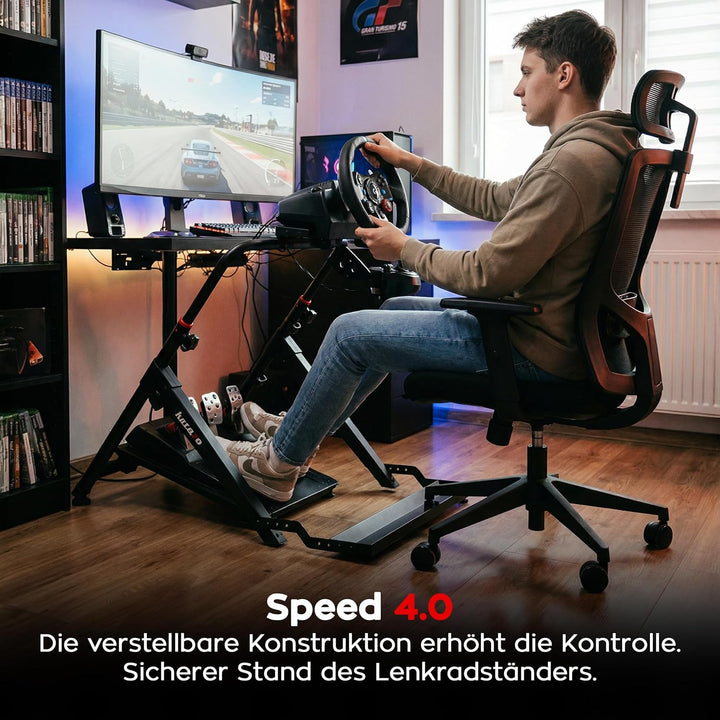 huzaro Speed 4.0 | Lenkradständer für Logitech Thrustmaster Fanatec | Racing Cockpit mit Halterung f