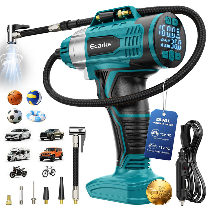 Ecarke Akku Kompressor 11 Bar mit Digitalmanometer & 12V-Zigarettenanzünder, kompatibel mit Makita 1