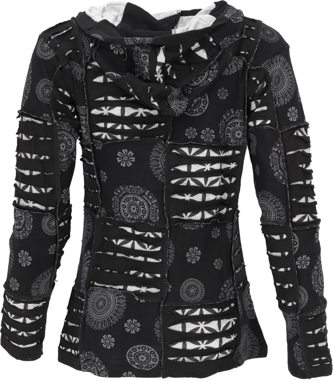 GURU SHOP Goa Patchwork Jacke, Kapuzenjacke, Damen, Baumwolle 40 Schwarz, 40 Schwarz