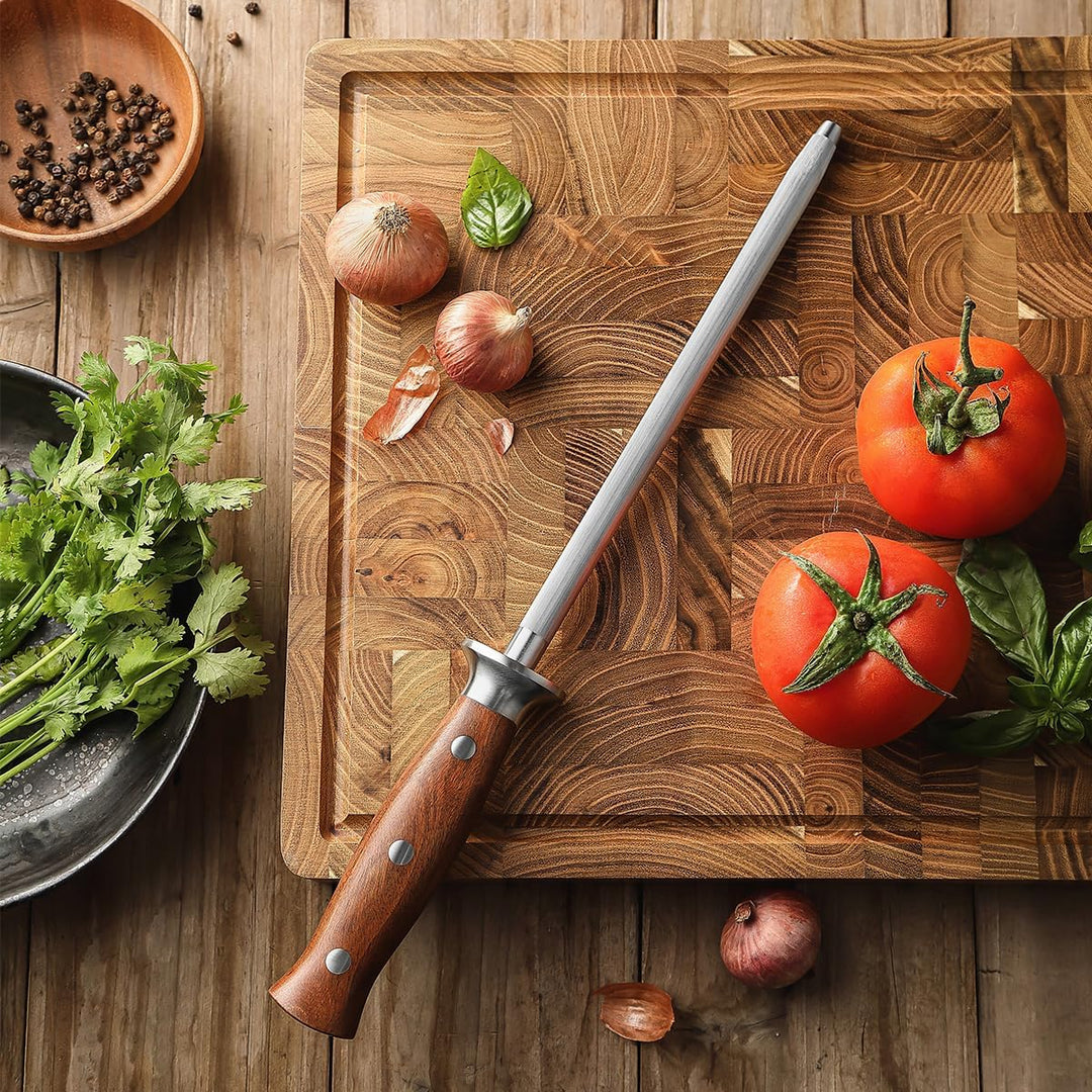 HEZHEN Wetzstab aus Hartstahl，Hochwertiger Messerschärfen, Wetzstab für Küchenmesser, Honingstab mit