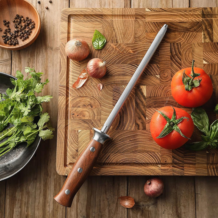 HEZHEN Wetzstab aus Hartstahl，Hochwertiger Messerschärfen, Wetzstab für Küchenmesser, Honingstab mit